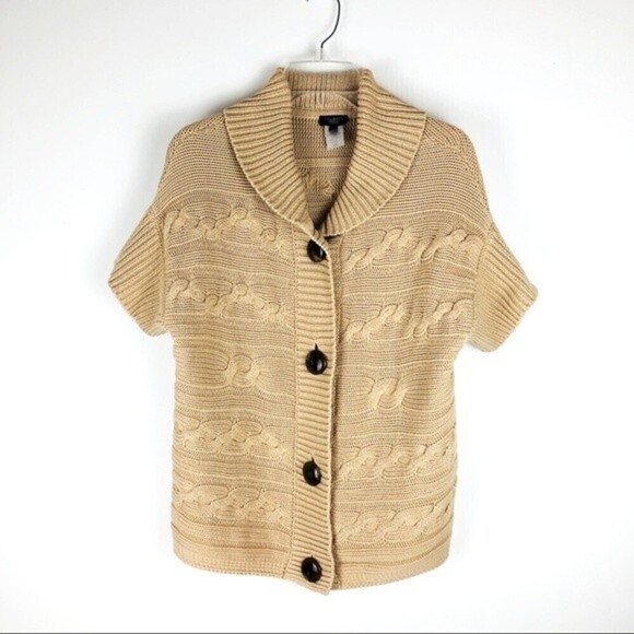 Talbots Sweaters - Talbots Fisherman Cableknit Sweater Vest Button Front Knit Neutral Minimalist MP